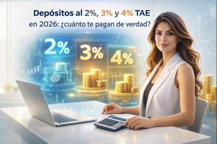 Depósitos al 2%, 3% y 4% TAE en 2026: ¿cuánto te pagan de verdad?